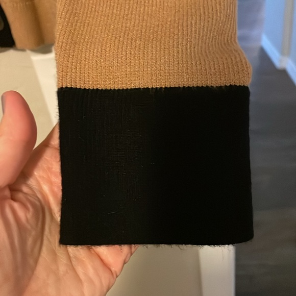 Express cardigan.  Camel with black trim Sz M - Picture 3 of 3